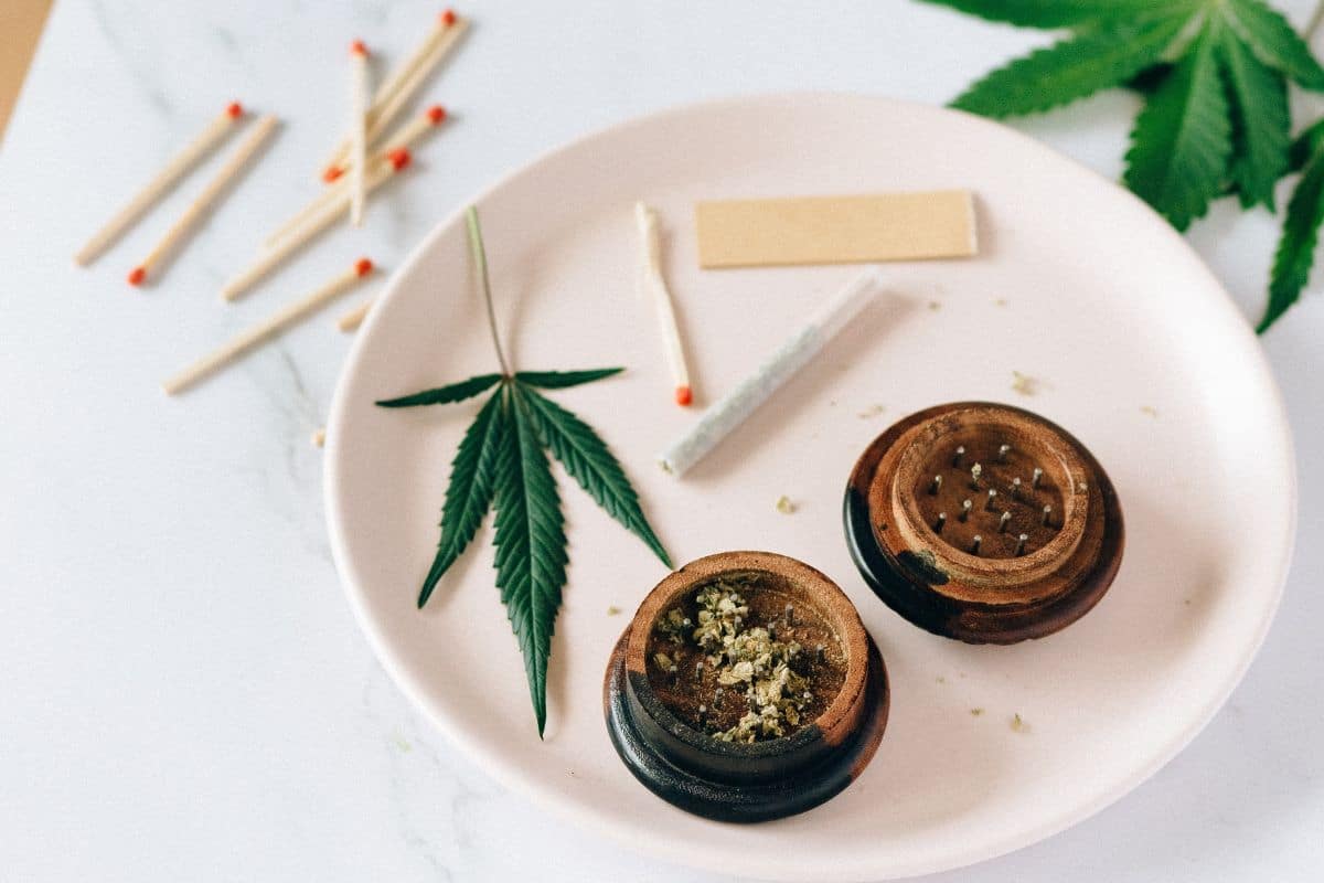 Marijuana leaves and joint Marijuana leaves and joint