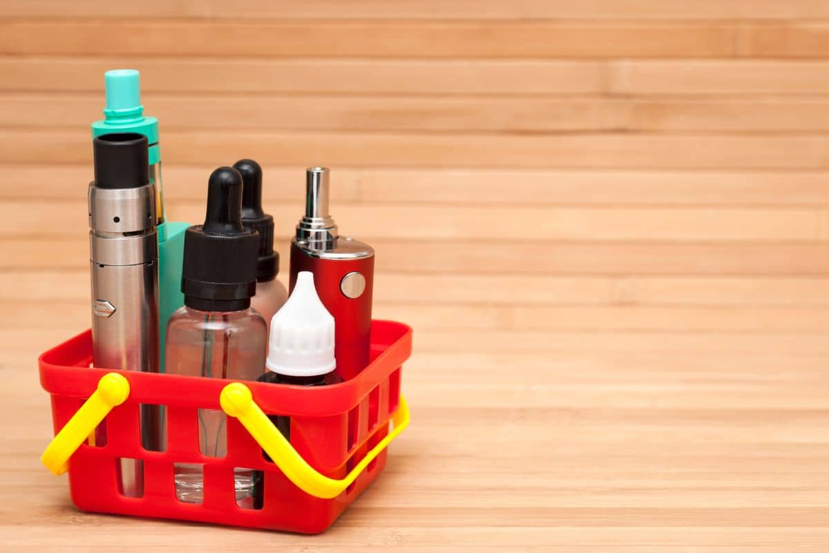 Vaping products inside a shopping cart Vaping products inside a shopping cart