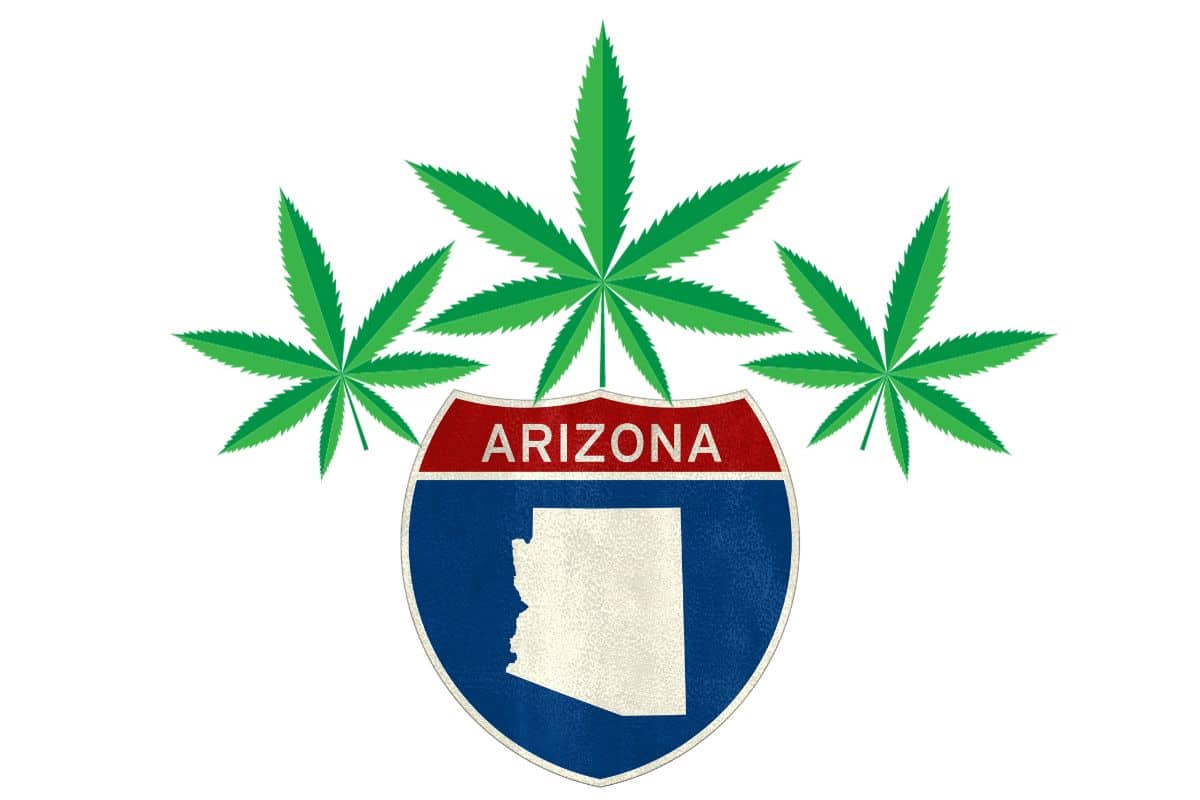 Arizona's state emblem incorporating marijuana leaves. Arizona's state emblem incorporating marijuana leaves.