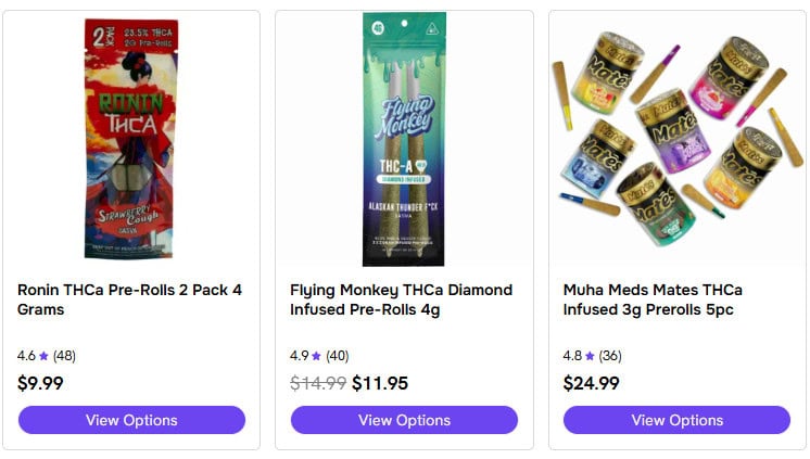 A collection THCA of pre-rolls for sale
