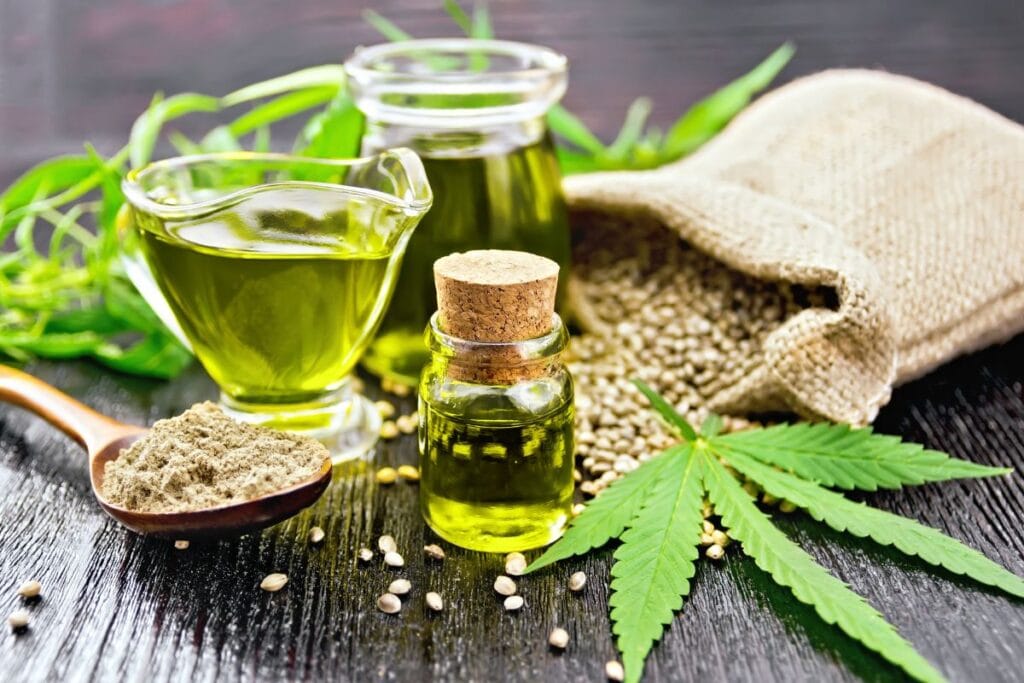 A collection of PCR hemp oil shown in the image