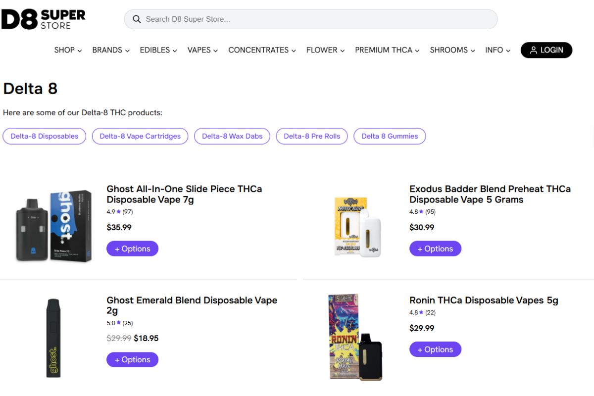A collection of delta 8 products for sale online
