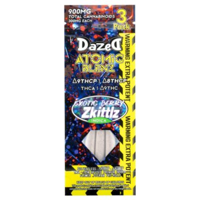 Dazed Atomic Blenz Shatterwalkerz Pre-Rolls 2.25g 3pk Dazed8 Atomic Blenz Shatterwalkerz 3-Pack Pre-Rolls 2.25g - Exotic Berry Zkittlez