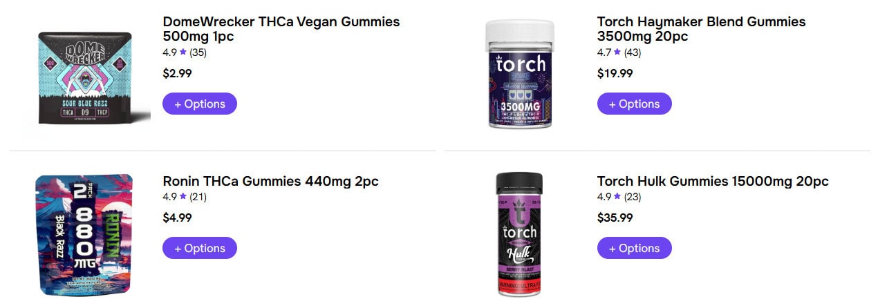 A collection of Delta 9 gummies for sale online