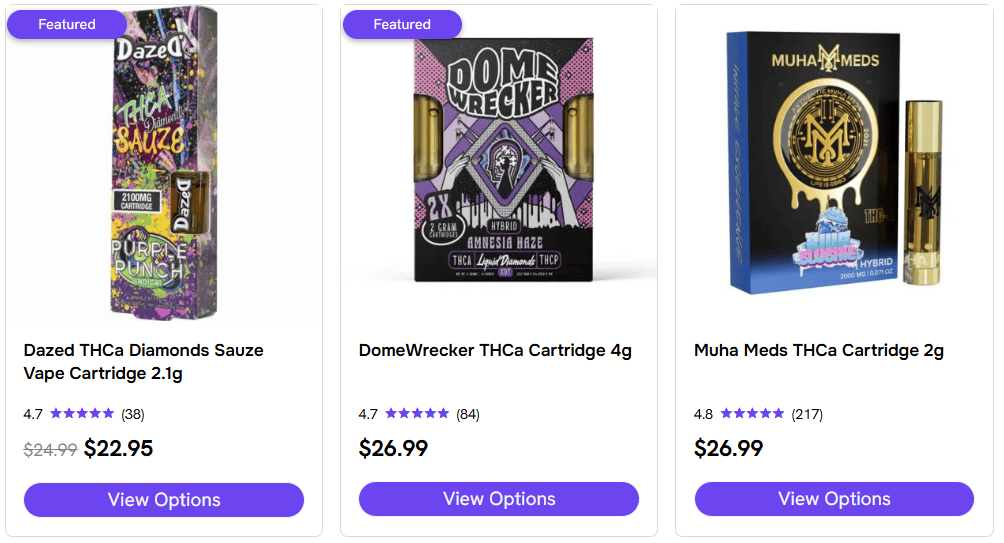 A collection of vape cartridges for sale online